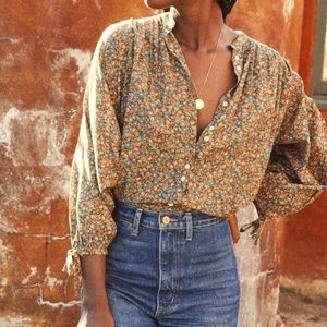 COPY - Doen O’Keeffe Top, Yellow Laurel Canyon Rose, XS